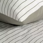 Pościel satynowa 160x200 RAYA biała stalowa w paseczki - 2