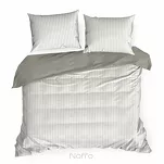 Pościel satynowa 160x200 RAYA biała stalowa w paseczki - 7