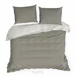 Pościel satynowa 160x200 RAYA biała stalowa w paseczki - 6