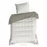 Pościel satynowa 160x200 RAYA biała stalowa w paseczki - 5