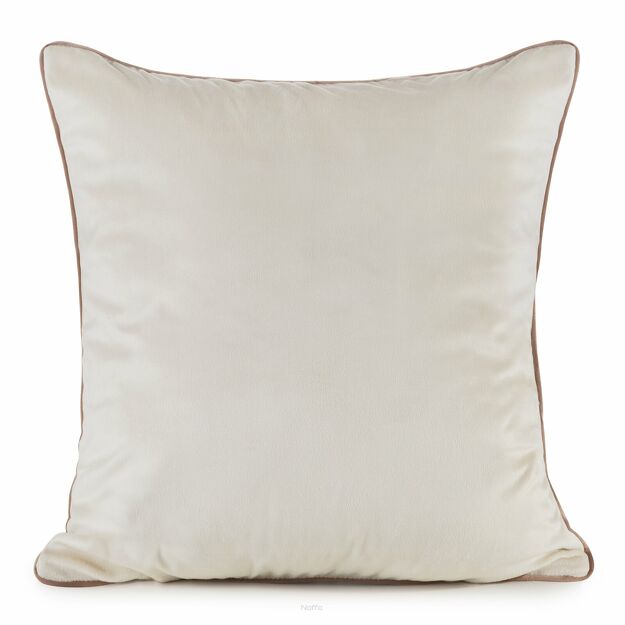 Poszewka welwetowa 45x45 GAJA 2 jednokolorowa kremoowa obszyta lamówką