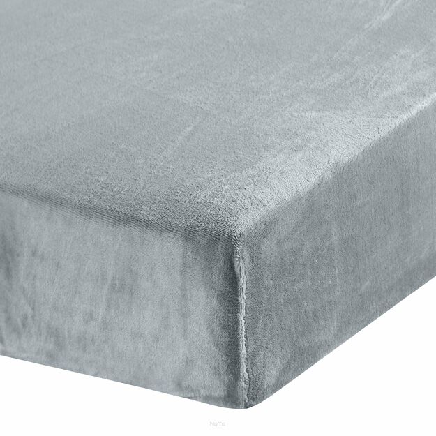 Prześcieradło z polaru FLANO z gumką srebrne 220x200 puszyste