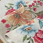 Nakładka gobelinowa 100x100 1413 naturalna z nadrukiem kolorowych kwiatów - 3