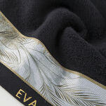 Ręcznik 30x50 EVA 17 Eva Minge czarny zdobiony bordiurą z botanicznym wzorem w liście z kolekcji Premium 500 g/m2 - 3