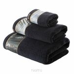 Ręcznik 30x50 EVA 17 Eva Minge czarny zdobiony bordiurą z botanicznym wzorem w liście z kolekcji Premium 500 g/m2 - 4