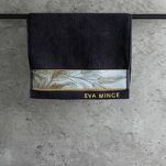 Ręcznik 30x50 EVA 17 Eva Minge czarny zdobiony bordiurą z botanicznym wzorem w liście z kolekcji Premium 500 g/m2 - 7