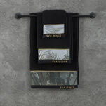 Ręcznik 30x50 EVA 17 Eva Minge czarny zdobiony bordiurą z botanicznym wzorem w liście z kolekcji Premium 500 g/m2 - 6