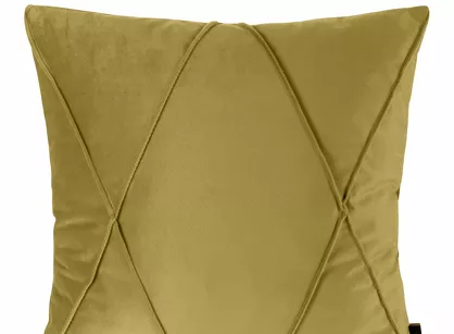 Poszewka welwetowa 45x45 NALA 1 musztardowa przeszywana w geometryczny wzór