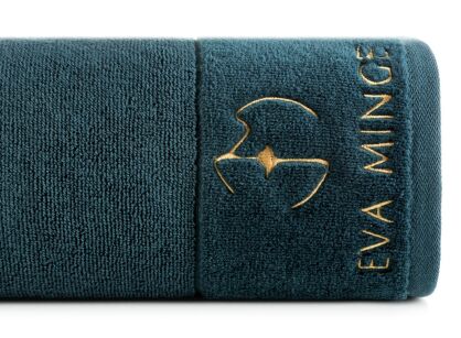 Ręcznik bawełniany 70x140 GAJA Eva Minge ciemna zieleń z welwetową bordiurą sygnowaną logo projektantki