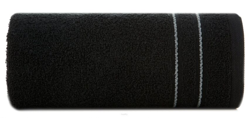 Ręcznik bawełniany 70x140 EMINA czarny ze stebnowaną bordiurą