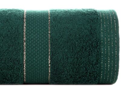 Ręcznik bawełniany 50x90 BARI ciemna zieleń z bordiurą z metaliczną nicią