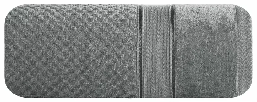 Ręcznik bawełniany 100x150 JESSI stalowy z fakturą krateczki i gładką welurową bordiurą