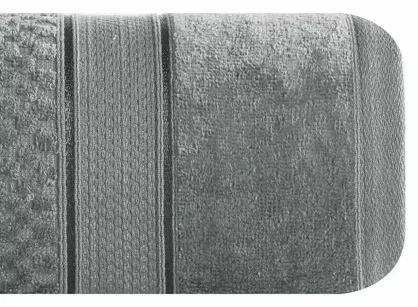 Ręcznik bawełniany 100x150 JESSI stalowy z fakturą krateczki i gładką welurową bordiurą