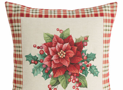 Poszewka świąteczna 45x45 1273 gobelinowa naturalna z z wzorem gwiazdy betlejemskiej