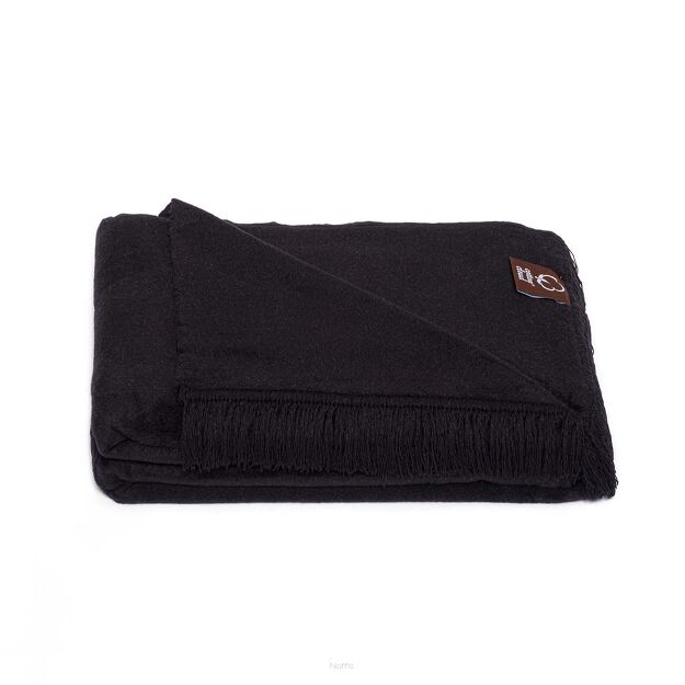 Koc bawełniany 150x200 0293-34 czarny gładki z frędzlami
