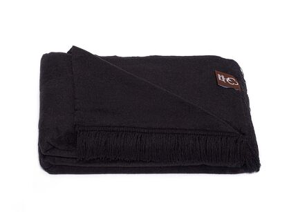 Koc bawełniany 150x200 0293-34 czarny gładki z frędzlami