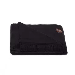 Koc bawełniany 150x200 0293-34 czarny gładki z frędzlami