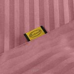 Pościel satynowa 220x200 VERA jednokolorowa gładka różowa w prążki - 2