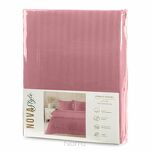 Pościel satynowa 220x200 VERA jednokolorowa gładka różowa w prążki - 8