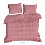Pościel satynowa 220x200 VERA jednokolorowa gładka różowa w prążki - 7