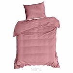 Pościel satynowa 220x200 VERA jednokolorowa gładka różowa w prążki - 6