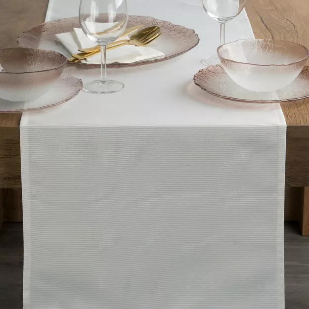 Bieżnik 40x140 ALISA biały zdobiony złotą nicią