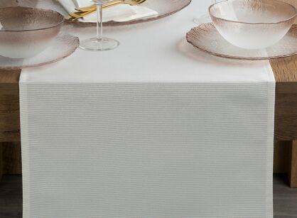 Bieżnik 40x140 ALISA biały zdobiony złotą nicią