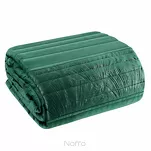 Narzuta welwetowa 220x240 FRIDA 2 ciemna zieleń pikowana przeszywana pasem z aplikacją liści miłorzębu - 3