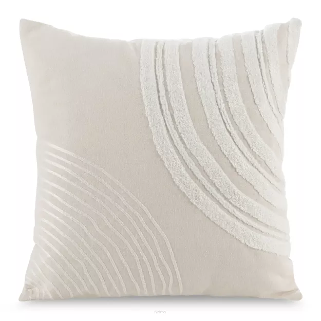 Poszewka bawełniana 45x45 ALLY naturalna o strukturze lnu z haftem