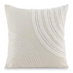 Poszewka bawełniana 45x45 ALLY naturalna o strukturze lnu z haftem