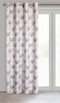 Zasłona na przelotkach 140x250 ASETA zaciemniająca srebrna z geometrycznym różowym wzorem - 5