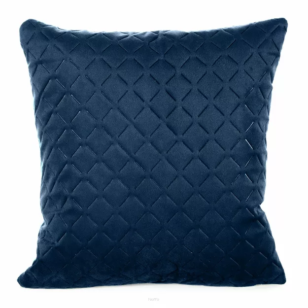 Poszewka welwetowa 40x40 DIMON granatowa pikowana w geometryczny wzór