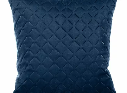 Poszewka welwetowa 40x40 DIMON granatowa pikowana w geometryczny wzór