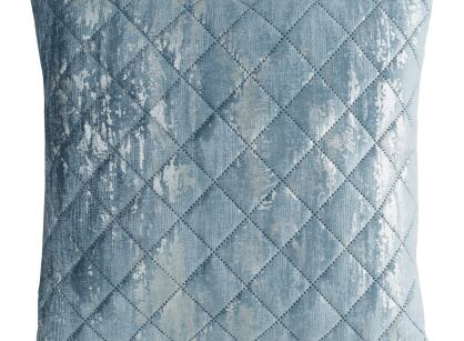 Poszewka welwetowa 45x45 BLINK 43 niebieska pikowana ze srebrnym przecieranym wzorem