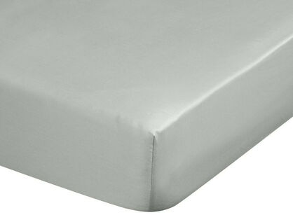 Prześcieradło z satyny bawełnianej z gumką DINA srebrne 100x200 z kolekcji Diva Line