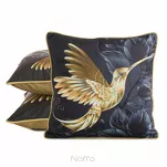Poszewka welwetowa 45x45 VELVET 135 czarna z designerskim złotym wzorem botanicznym obszyta lamówką - 4
