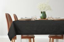 Obrus bawełniany 145x350 STELLA 1 czarny zdobiony kantą z wplecioną nicią srebrną - 6