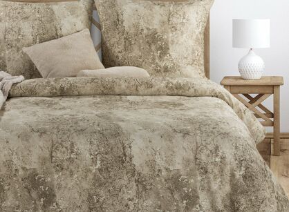 Pościel satynowa 160x200 SPRING 77 jasny brąz beż z wzorem marmurkowym z kolekcji Classic
