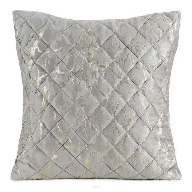 Poszewka welwetowa 45x45 BLINK 44 beżowa pikowana z szampańskim przecieranym wzorem marmurkowym