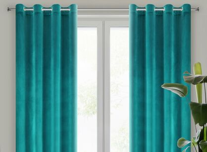 Zasłona na przelotkach 140x250 SAMANTA welwetowa turkusowa o subtelnym połysku