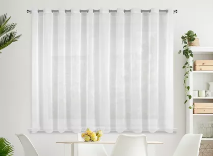 Firana na przelotkach 400x150 LUCY biała z gładkiego woalu