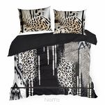 Pościel z makosatyny 160x200 EVA 22 Eva Minge jasnobrązowa z wzorem zwierzęcym panterki i napisami z kolekcji Premium - 3