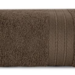 Ręcznik bawełniany 30x50 KAYA brązowy zdobiony bordiurą w pasy