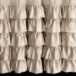 Zasłona na przelotkach 140x250 CARLI welwetowa beżowa jednokolorowa zdobiona w dolnej części falbanami z paskiem cyrkonii - 3