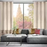 Zasłona na przelotkach 140x250 CARLI welwetowa beżowa jednokolorowa zdobiona w dolnej części falbanami z paskiem cyrkonii - 8