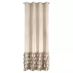 Zasłona na przelotkach 140x250 CARLI welwetowa beżowa jednokolorowa zdobiona w dolnej części falbanami z paskiem cyrkonii - 10