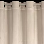 Zasłona na przelotkach 140x250 CARLI welwetowa beżowa jednokolorowa zdobiona w dolnej części falbanami z paskiem cyrkonii - 4