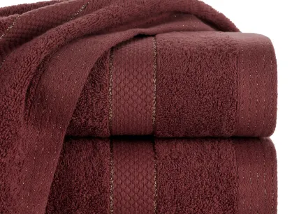 Ręcznik bawełniany 30x50 BARI bordowy z bordiurą z metaliczną nicią