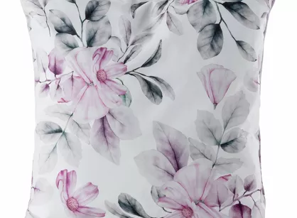 Poszewka na taras 45x45 GARDEN 30 biała wodoodporna różowy wzór kwiatowy