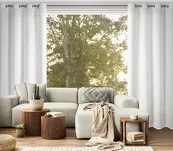 Zasłona na przelotkach 140x250 ESSI biała w stylu eko z błyszczącą nicią - 8